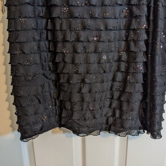 Signature Robbie Bee Black Tiered Sequin Dress w/Rhinestone Details - size L - Picture 9 of 11